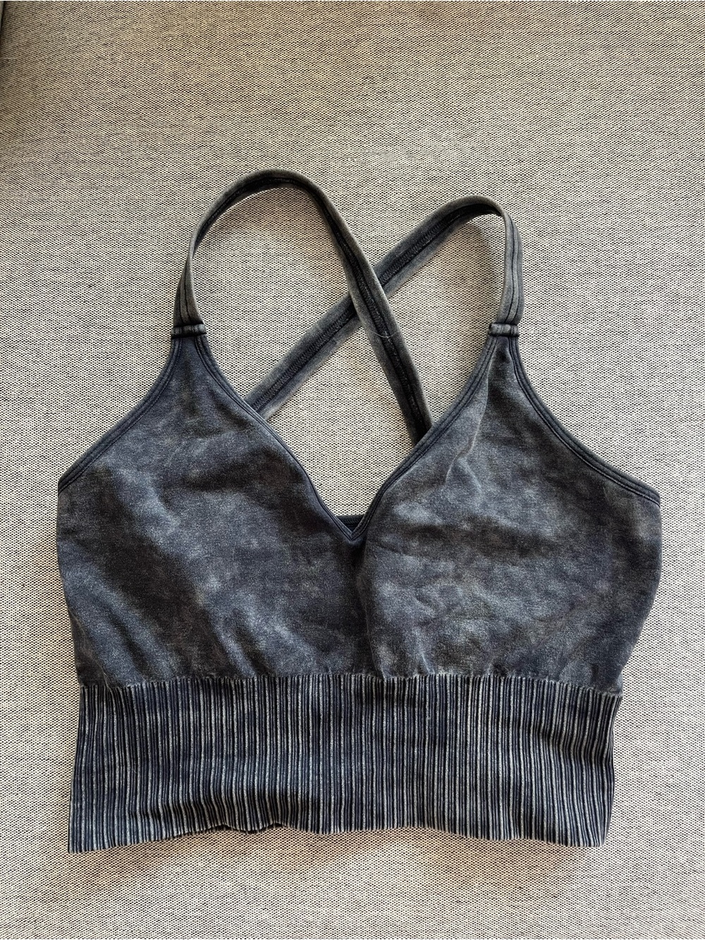 Charcoal Crisscross Back Sports Bralette free people